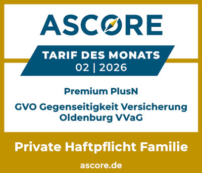 Siegel ASCORE Tarif des Monats 02/2026 Private Haftpflicht Familie
