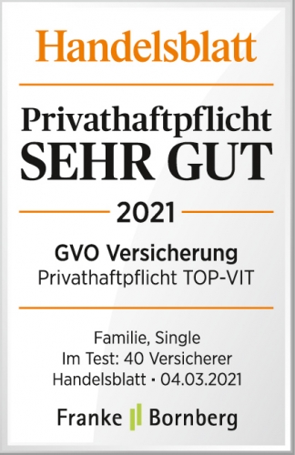 GVO Privathaftpflicht wurde mit der Note SEHR GUT ausgezeichnet