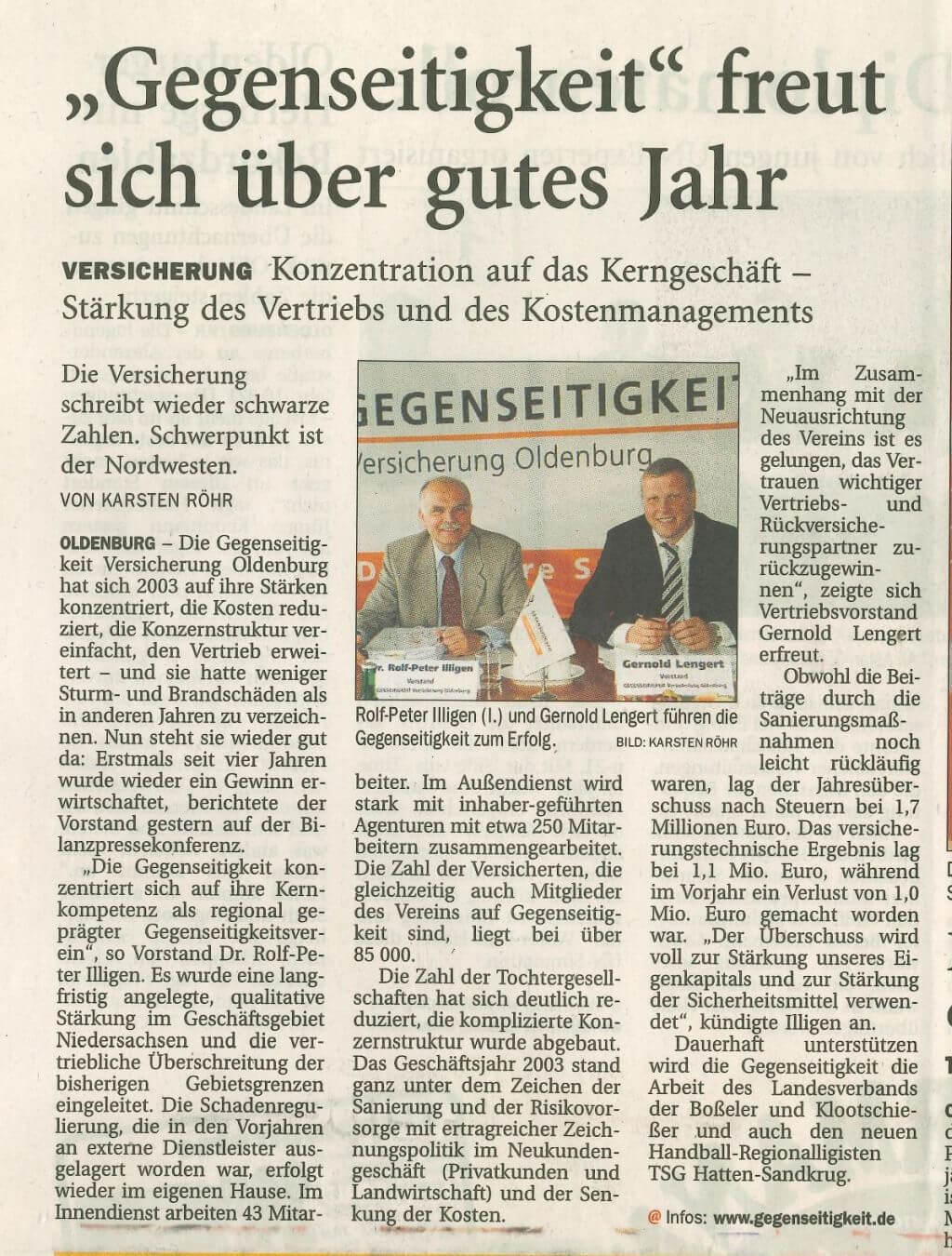 GEGENSEITIGKEIT freut sich über gutes Jahr.